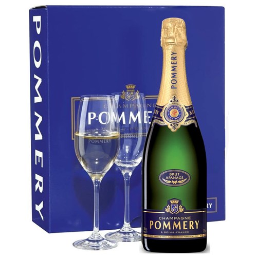 Pommery Apanage Brut Champagne Gift Pack With 2 Flutes 75cl
